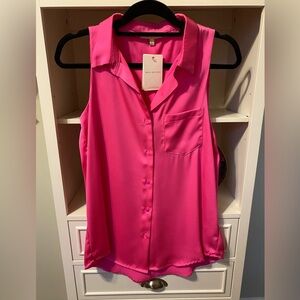 Skies Are Blue Hot Pink Sleeveless Blouse